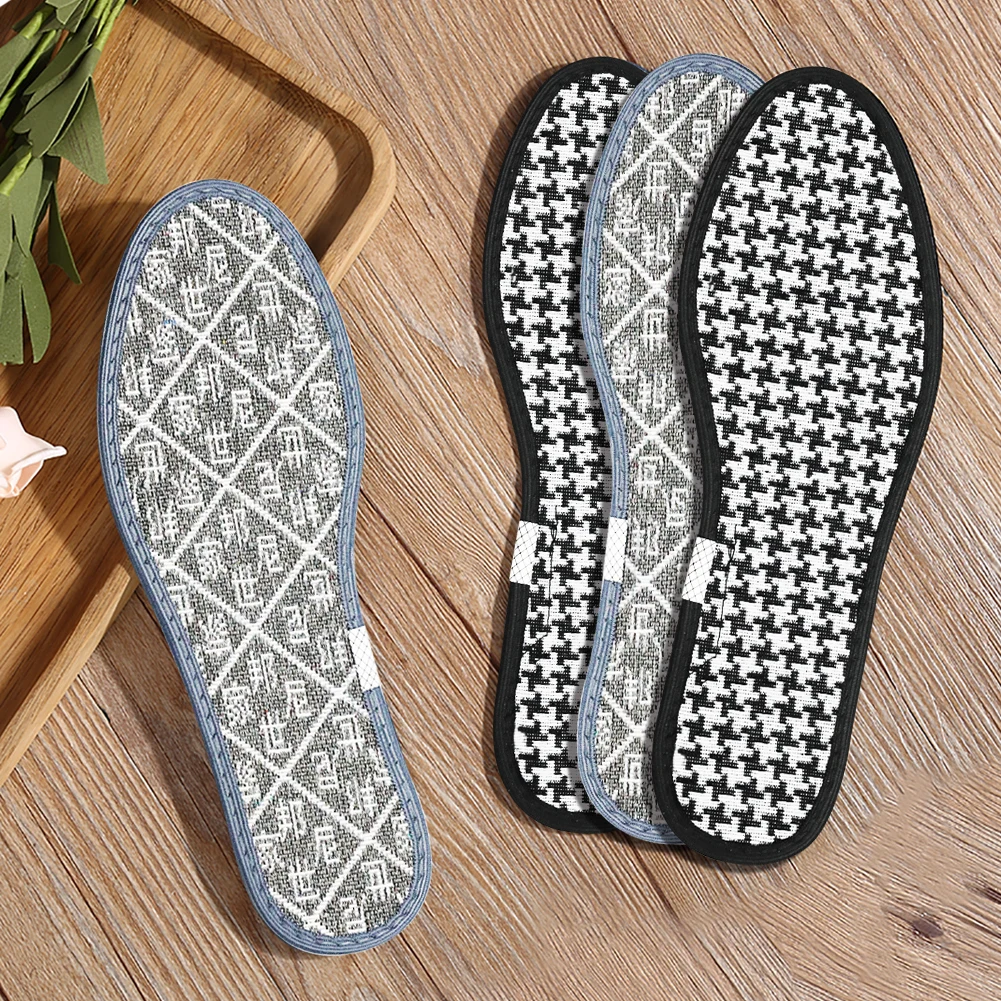 Foot Master 5 Pairs Fabric Material Quality Deodorization Hard-Wearing Breathable Ease Pressure Comfort Insole Plaid Unisex