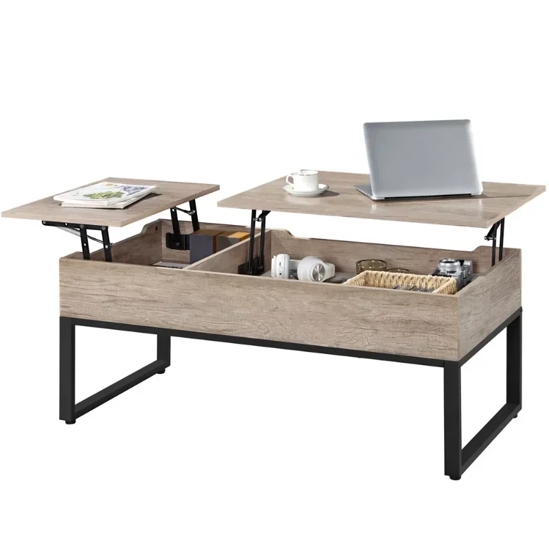 High quality Design Lift Top Coffee Table with Hidden Storage Compartments, Rustic Gray tea table coffee table living room