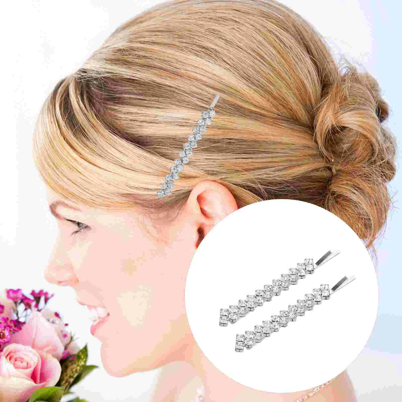 

Crystal Hairpin Rhinestone Hairpins Gold Clips Metal Bobby Alloy Girl for Girls