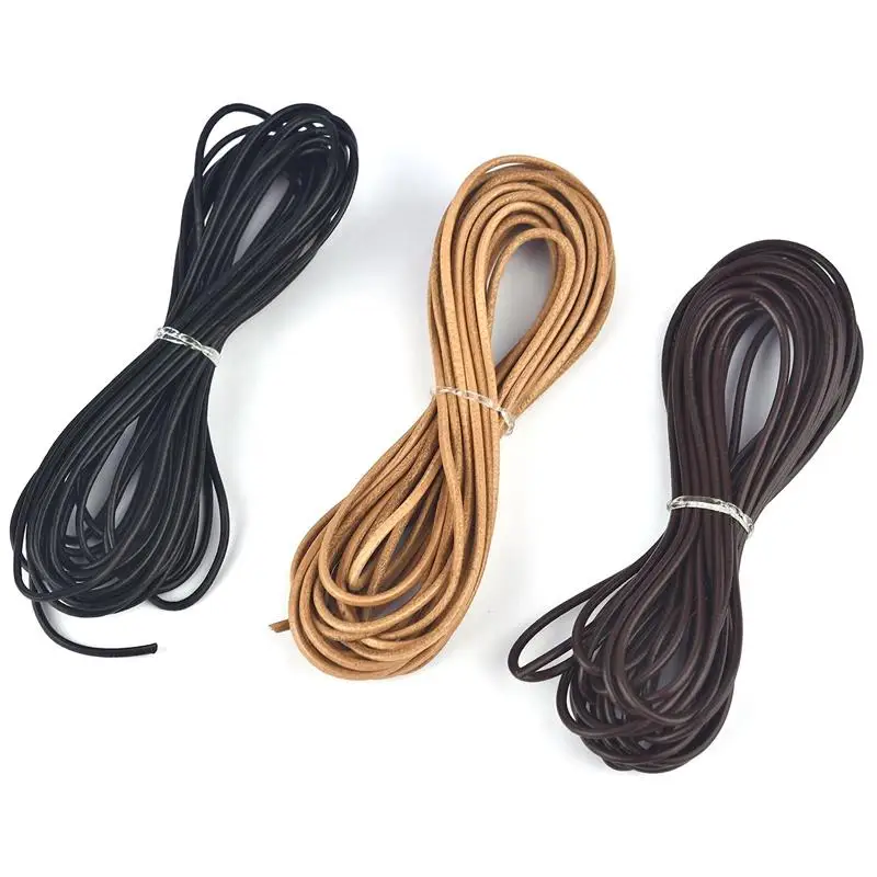 5m Long Round Cowhide Rope Diameter 1/1.5/2/2.5/3mm Pendant Lanyards Bracelet Cord Gift Wrapping Rope jute rope cotton rope nylon rope silk rope polyester rope umbrella rope