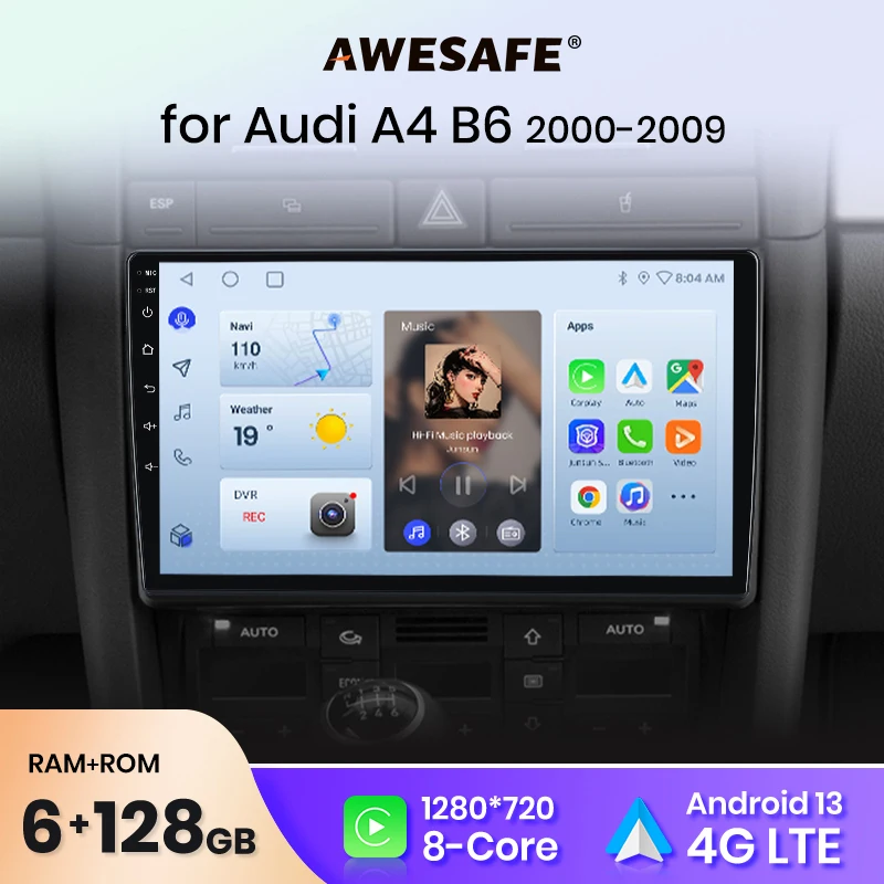 AWESAFE PX9 Plus Car Radio For Audi A4 B6 B7 Seat Exeo wireless CarPlay Android Auto No 2 din 2din DVD