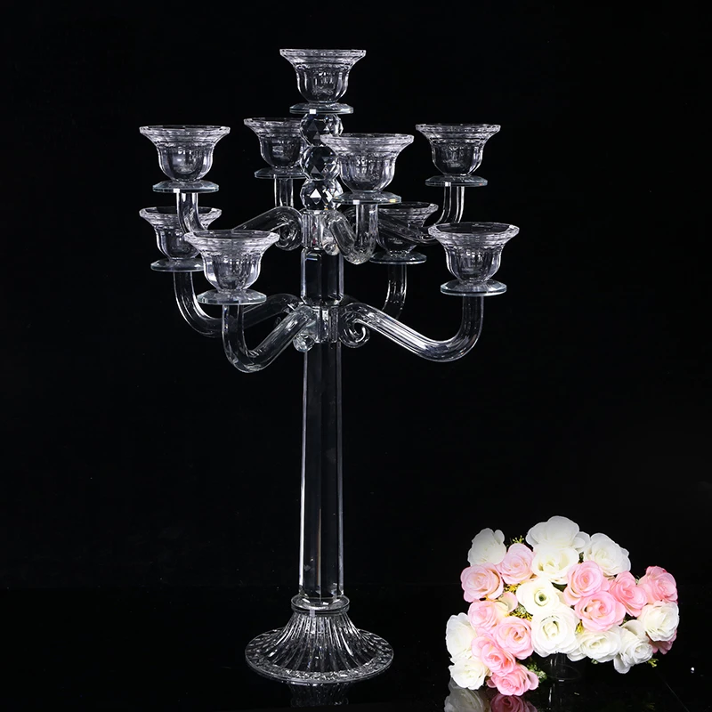 

Crystal Candelabra 9 Heads 60cm Height Candle Holder Glass Centre Table Wedding Decoration