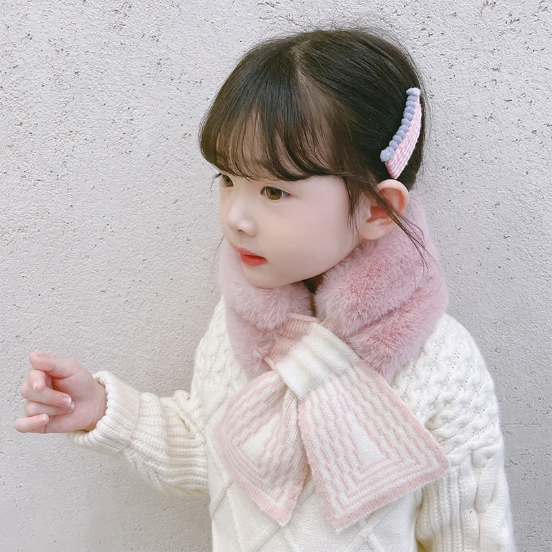 Winter Soft Plush Baby Girl Scarf Fashion Soft Faux Rabbit Fur Collar Scarf Children Neck Warmer Kids Scarves Girl Muffler Gifts