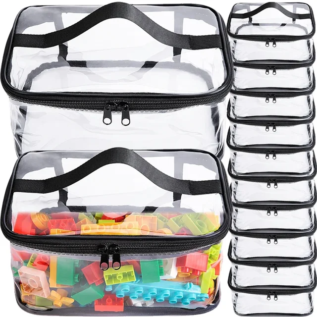 12802-d6cac4.jpg Transparent Large Toy Organizer Bag for Kids Puzzle Building Block Storage Bag with Handle PVC Waterproof Travel Cosmetic Pouch