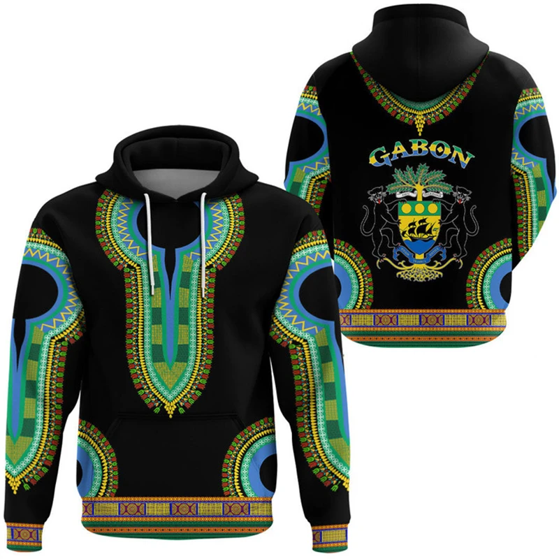 thumbnail image 1 of Sudadera con capucha con estampado 3D de la bandera de Gabón para hombre, ropa de moda, sudaderas con capucha, jerseys con emblema nacional, camisetas de manga larga para niños, 1 of 5