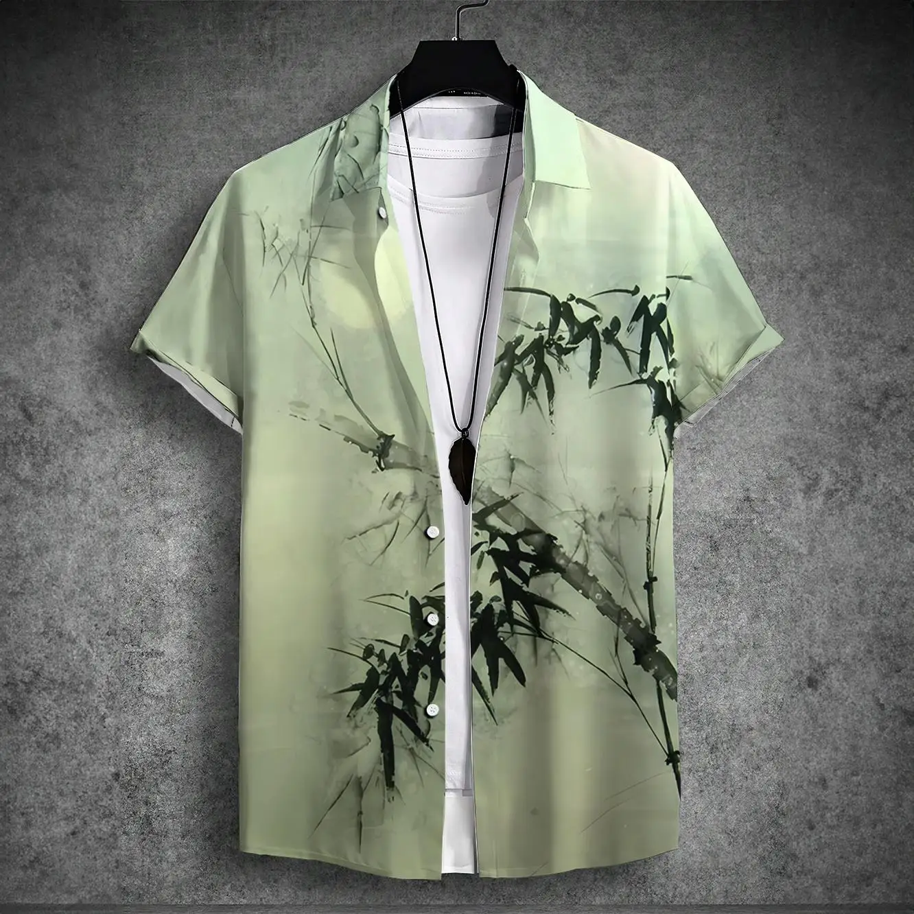 2024 new men's short-sleeved shirt Chinese style printed men's Hawaiian lapel top large size casual and comfortable men's shirt 4