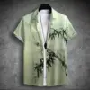2024 new men's short-sleeved shirt Chinese style printed men's Hawaiian lapel top large size casual and comfortable men's shirt 4