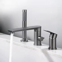 ชุดก๊อกน้ําอ่างอาบน้ําสีดํา Gunmetal สุดหรูพร้อมการติดตั้งสามรู 1