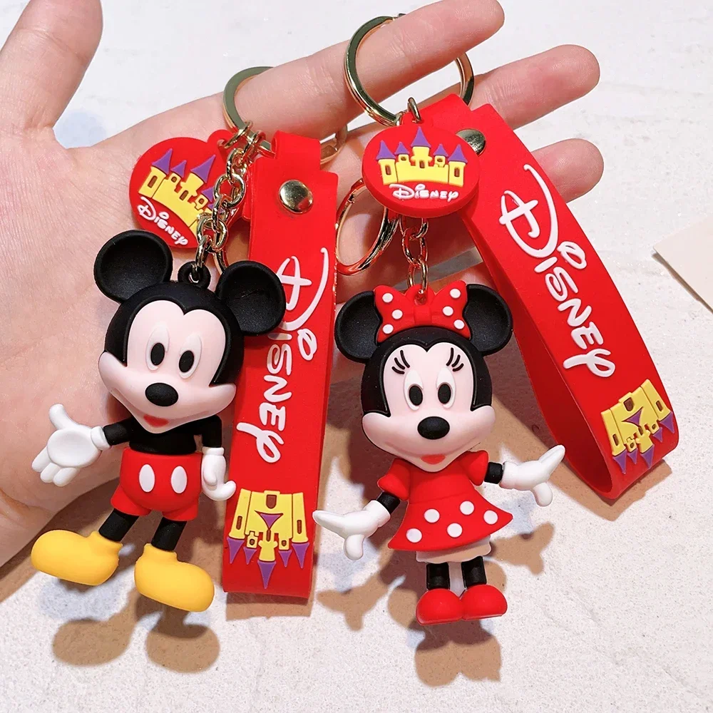 Anime Mickey Keychain Cartoon Stitch Cute Minnie Keyring Student Bag Hanging All-match Car Key Chain Christmas Gifts цена и фото