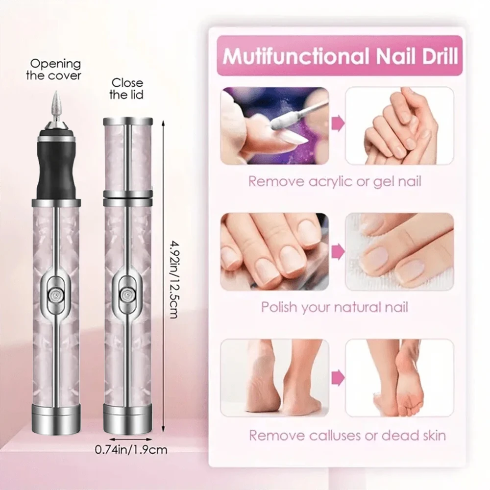 LINMANDA Wireless Nail Drill Pen Nail File Polishing Pen USB Rechargeable 20000RPM Electric Nail Drill Machine Manicure Tools 6