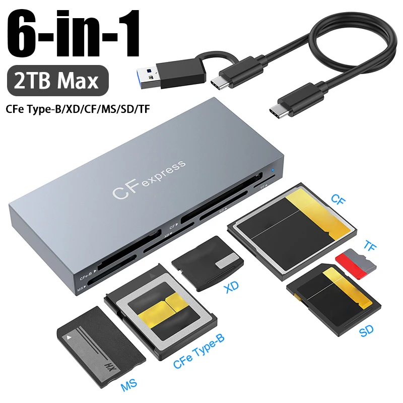 USB32Gen2USBCCardReader6in1MemorySmartCardReader
