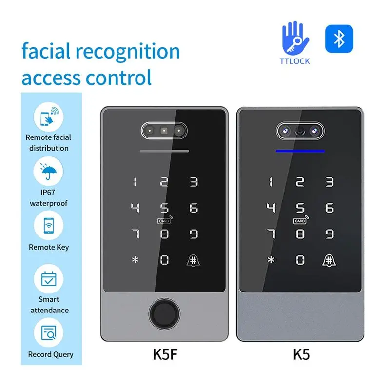 A29F-Ttlock 얼굴 인식 액세스 제어 키패드 독립형 방수 지문 액세스 컨트롤러 (도어락용)