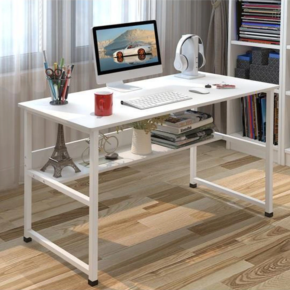 Modern Wooden Computer Desk With Storage Rack
