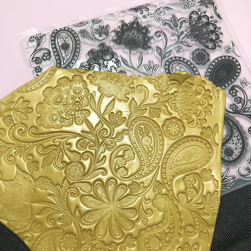 Cashew Paisley Polymer Clay Stamp Sheets Texture Emboss Mat for Designer DIY Clay Jewelry Impression Ceramic Pottery Tools