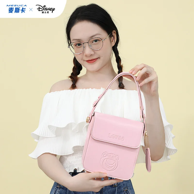 Disney Lotso Purses and Handbags Fashinable PU Bags for Women Cartoon Kawaii Crossbody Shoulder Bag Anime Case Cute Wallet