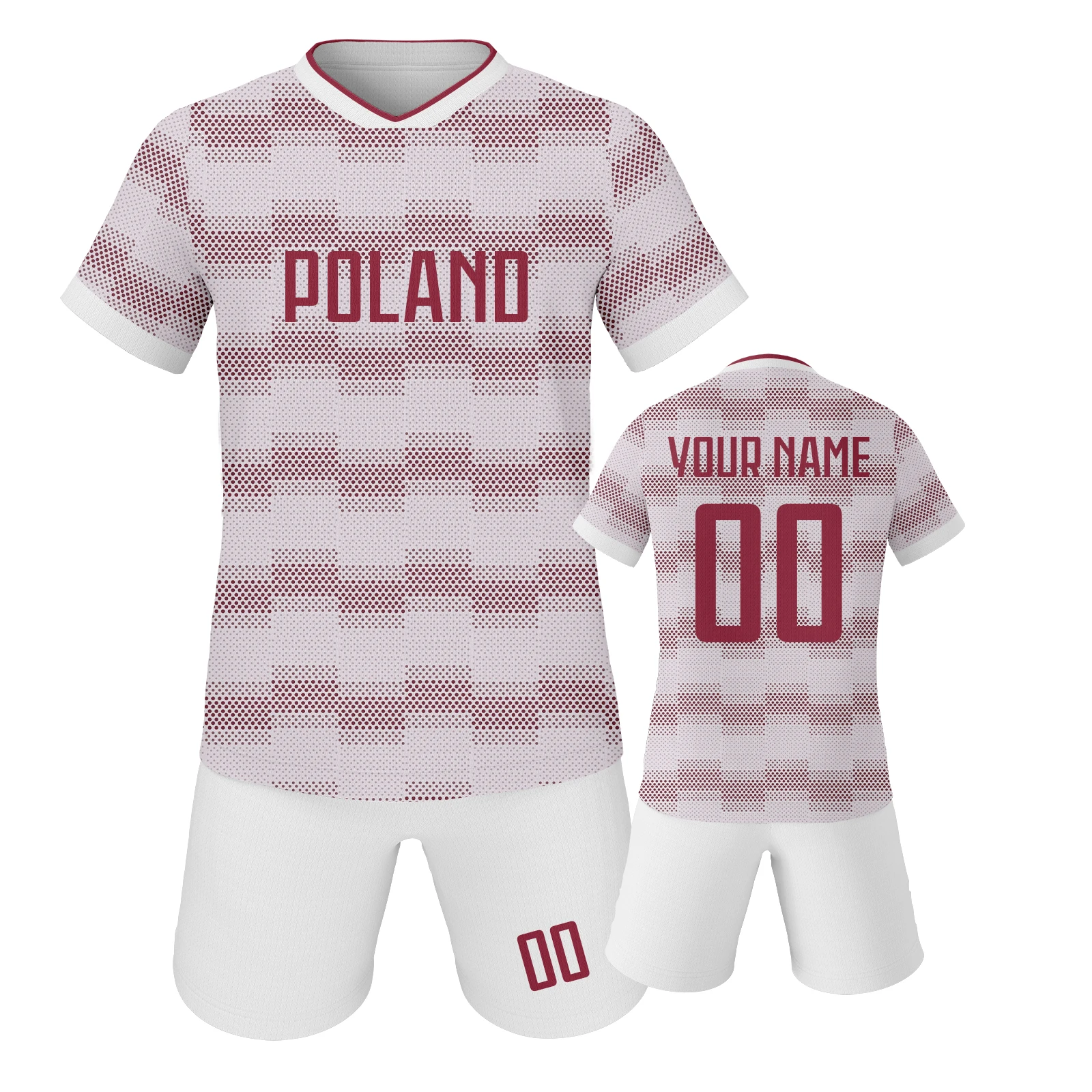 Kids Football Jersey Set Poland Personalized Soccer Uniform with Name and Number Youth Team Tracksuit Training Gear