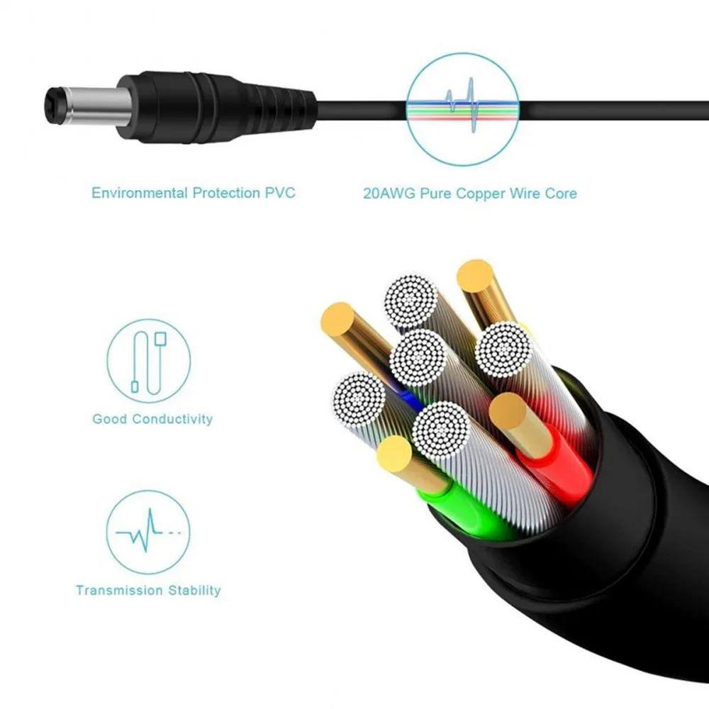 DC 12V Power Adapter Extension Cable 3/5/10/30M 5.5 * 2.1mm Male Female Power Cord Extend Wire Cable For CCTV Camera Router ﻿ - 4