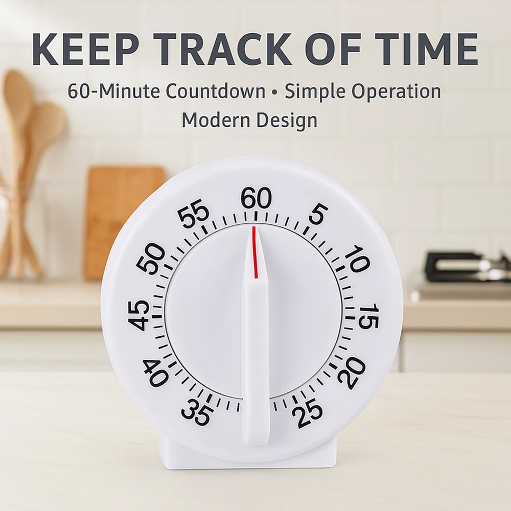 Timer Meccanico Da Cucina 60 Minuti | Acciaio Inox | Allarme Forte | Magnetico | Senza Batterie