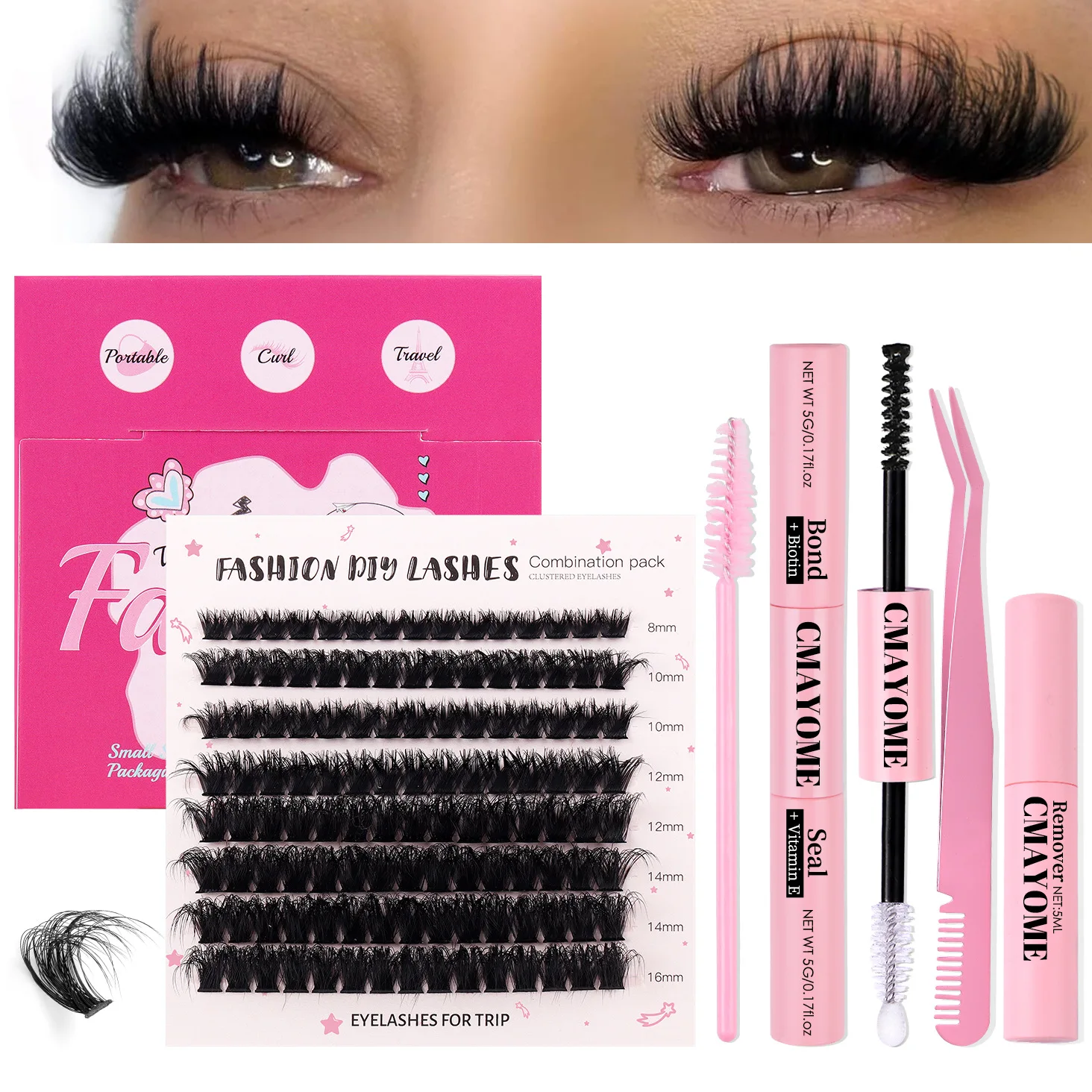 

Single Cluster Eyelashes False Eyelashes Travel Outfit Small Square Box Small and Lightweight Daily DIY Eyelash Set Fluffy Lash