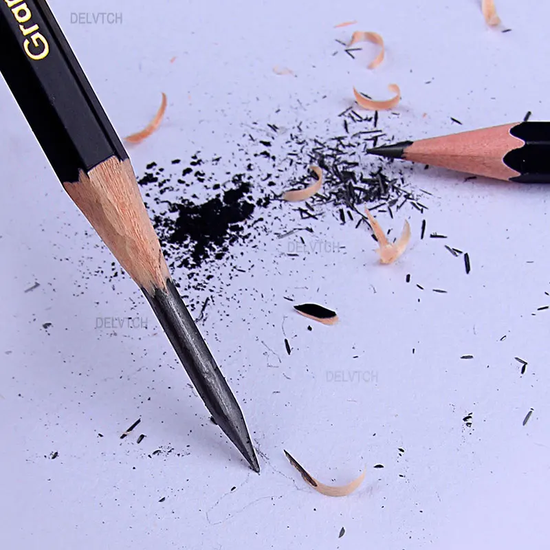 아트 스케치 드로잉 펜슬, 2H H F HB B 2B 3B 4B 5B 6B 7B 8B 하드 미디엄 소프트 흑연 문구 육각 나무 손잡이, 12 개 세트