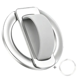 Shimmering Powder Magnetic Silicone Ring Phone Holder - 360° Rotatable Ultra Light Alloy Design (Silver)
