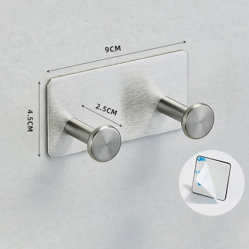 Sleek Wall-Mounted Stainless Steel Coat Rack with Adhesive Hooks for Hats, Towels, and Clothes