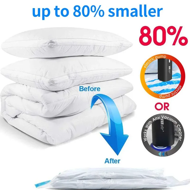 Home Travel Vacuum Storage Bags USB Dual-use Electric Pump for Food Clothes Balls Blankets Pillows Space Saver Compression Bag