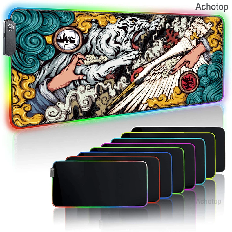 

Большой игровой коврик для мыши в китайском стиле с аниме, размер XXL, компьютерный коврик для мыши, игровой коврик RGB, настольный игровой ковр...