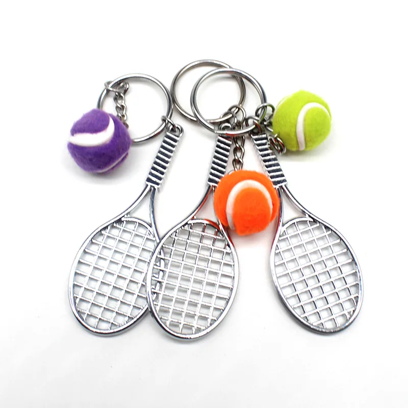 

30Pcs Tennis Ball And Racket Model Keychain Mini Novelty Handbag Car lover Sport