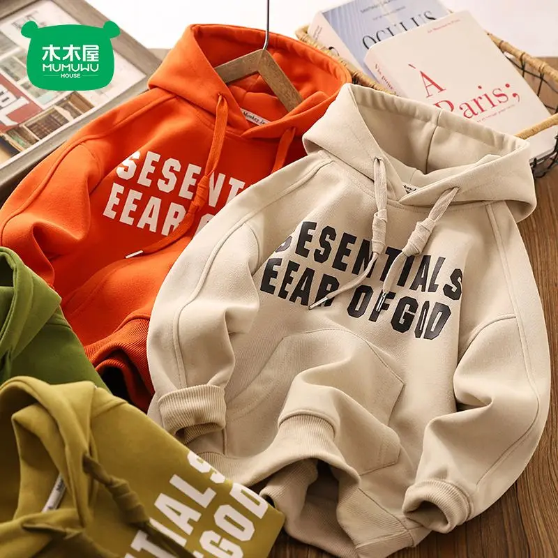 

Children's Clothing Boy's Hoody Hooded 2023 New Letter Printing Spring Top Loose Pullover