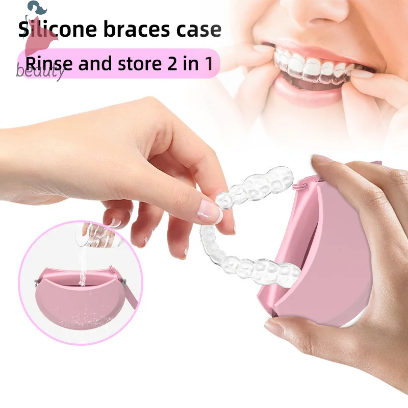 

Silicone Dental Denture Storage Box Dental Dentures Care Tool Teeth Orthodontic Retainer Braces Storage Box Oral Hygiene