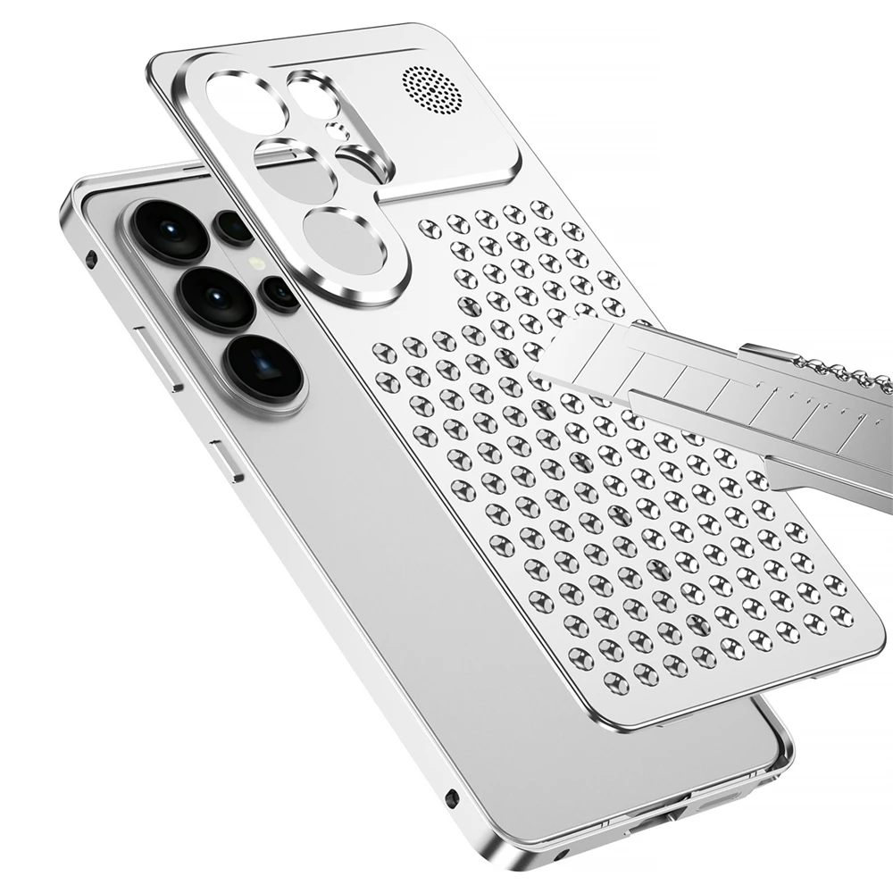 Aluminum Metal Cooling Case with Heat Dissipation and Shockproof Protection - Anti-Fall Design with Camera Protection
