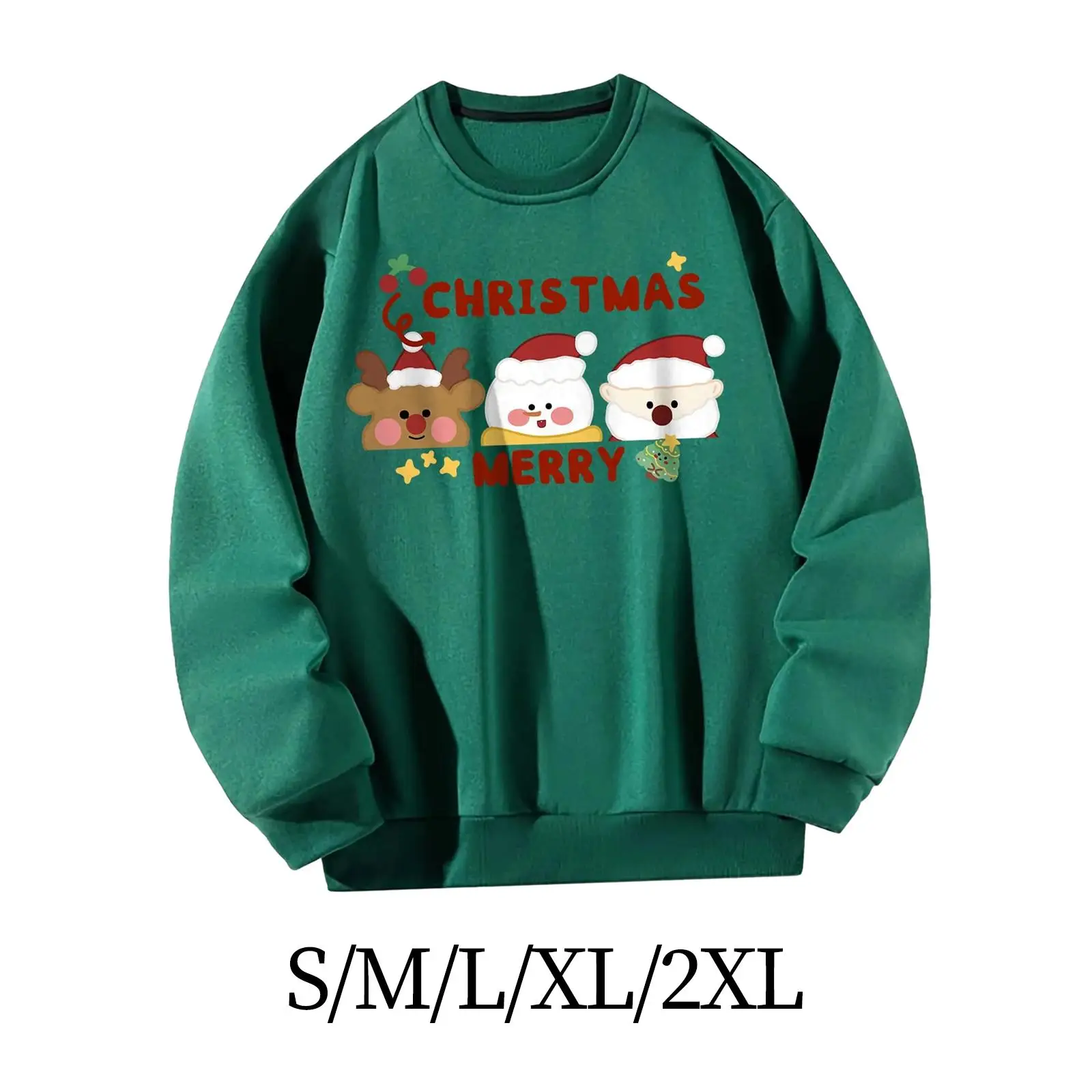 Women Crewneck Sweatshirt Merry Christmas Round Neck Pullover Sweatshirt Long Sleeve for Shopping Travel Fall Work Loose Fit