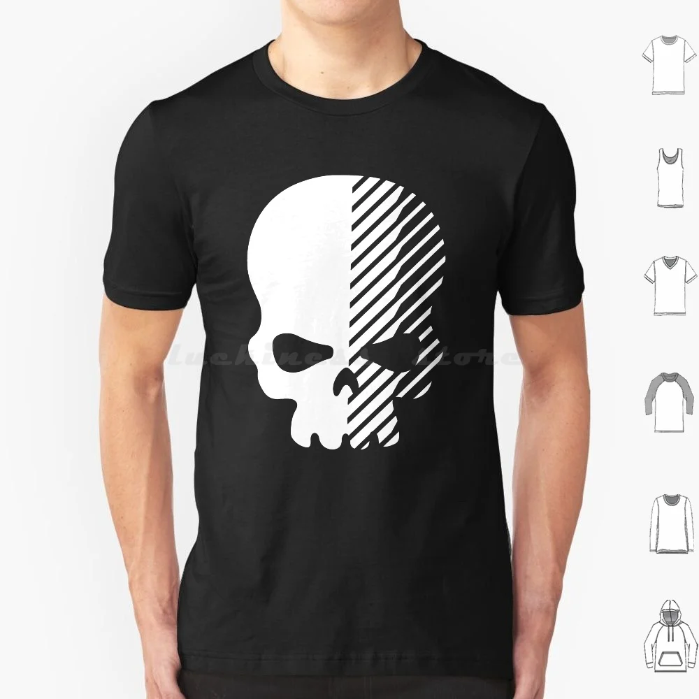 Skull Shadows T Shirt Big Size 100% Cotone Shadow Skull Face Bone Punish Pirate White