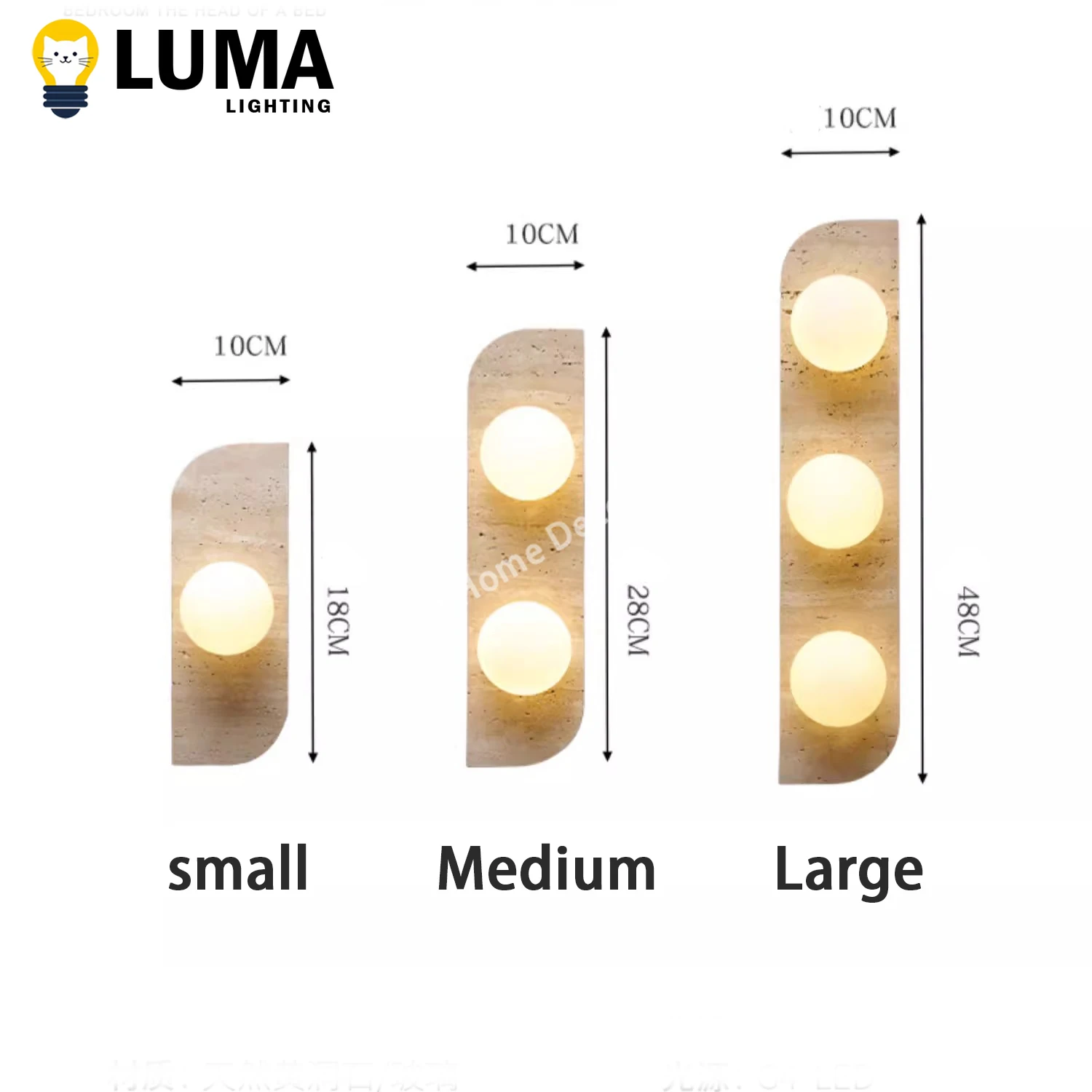 Luma Japanese Yellow Travertine Wall Light Glass Ball Caver Stone Wall Sconce Lamp For Bedside Livingroom Staircase Hallway