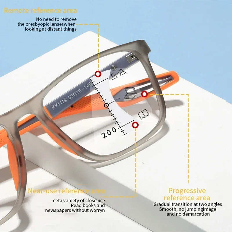 Smart Photochromic Presbyopia Glasses TR90 Sports Progressive Multifocal Reading Eyeglasses Finished Near Far Bifocal Eyewear 3