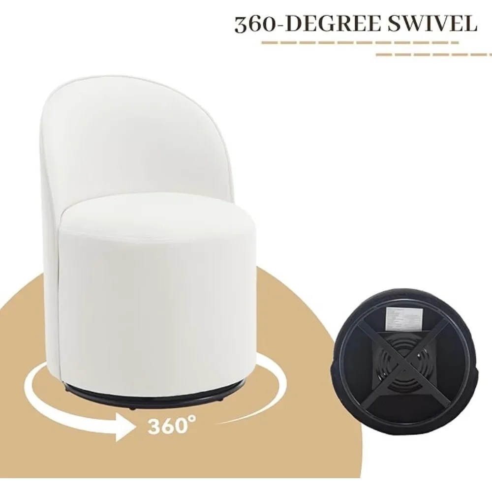 Dining Chair Set of 4 with 360° Rotation, Modern Upholstered Barrel Accent Chairs, Boucle Swivel Dining Chair 4