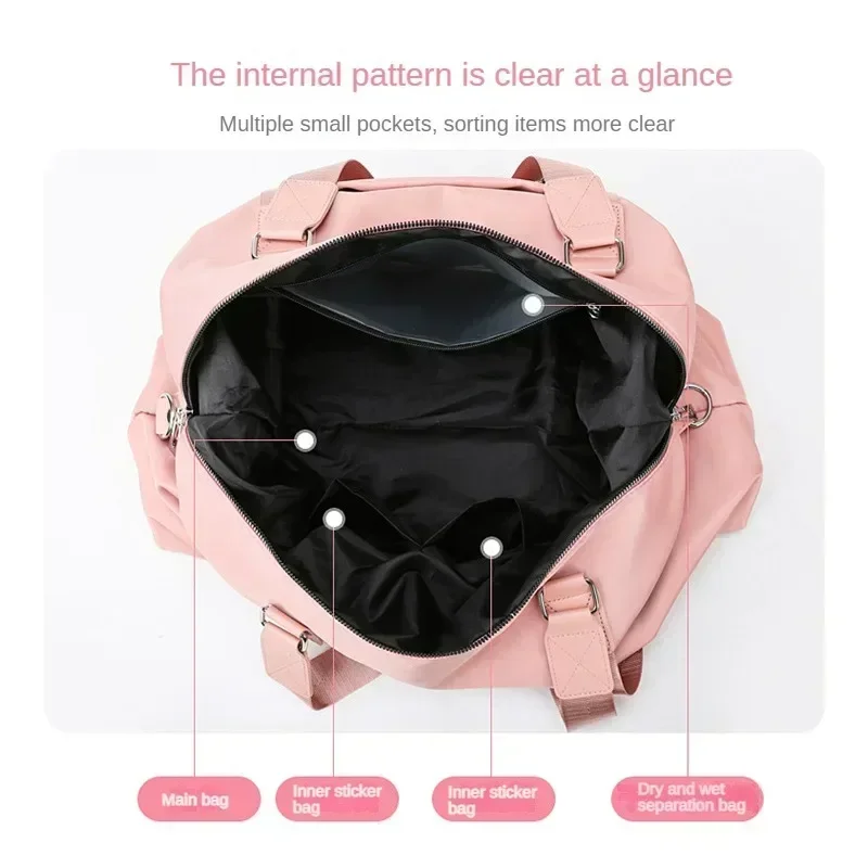 Fashion Large Capacity Sports Gym Bag Solid Color Fitness Portable Yoga Bags Women's Wet Dry Separation Waterproof Luggage Bag 5