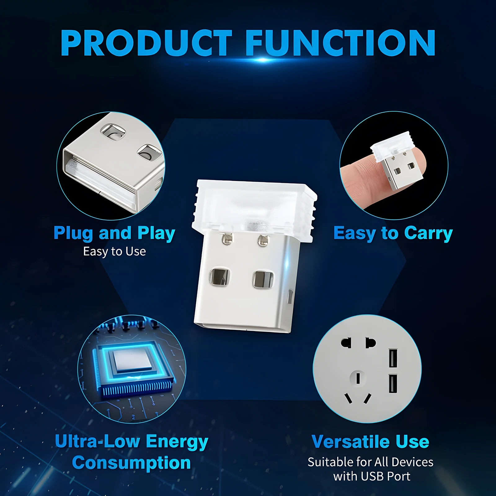 4pcs Mini USB LED Interior Atmosphere Lights