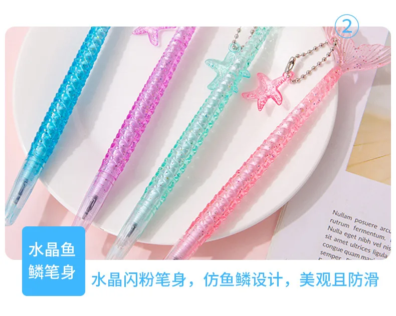 Crystal Glitter Mermaid Pendant Neutral Pen Wedding Bridesmaid Guest Gift Kids Birthday Party Favors Pinata Fill Gifts