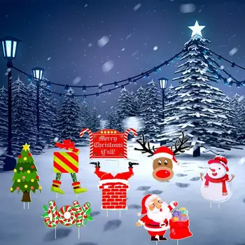 Estaca Letrero Jardín Navideño: Decoración Césped Plástico Fácil de Instalar | Temática Navidad Patio