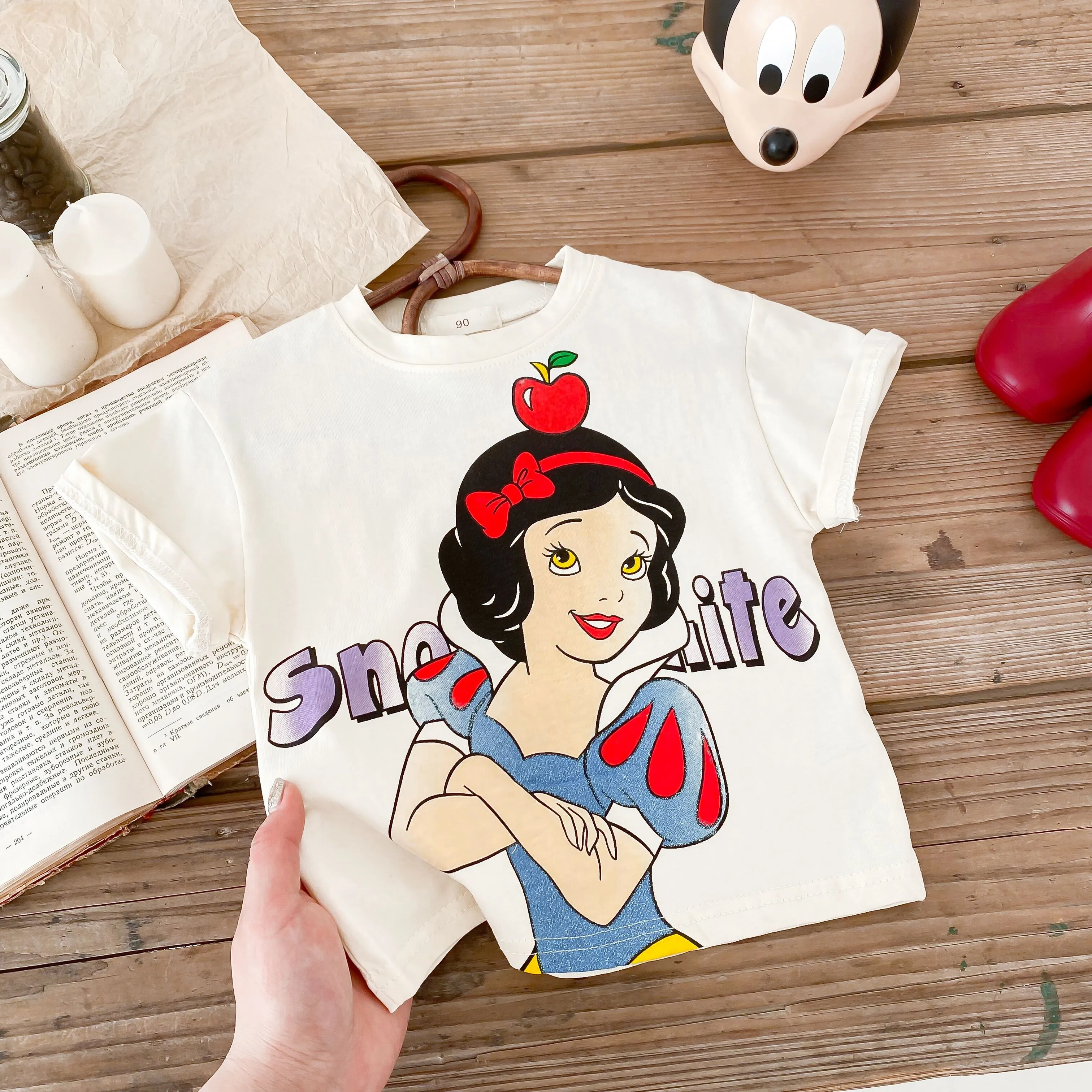 Disney T-shirt For Girl Clothes Summer New Style Children's Wear Tops Short-sleeved Cartoon Cotton Kids Toddler Minnie T Shirts 3
