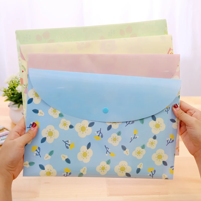 A4 Documents File Bag Cute Cartoon Files Folder Stationery Filing Production Folders Portfolio Vintage Dots Flower Face Series