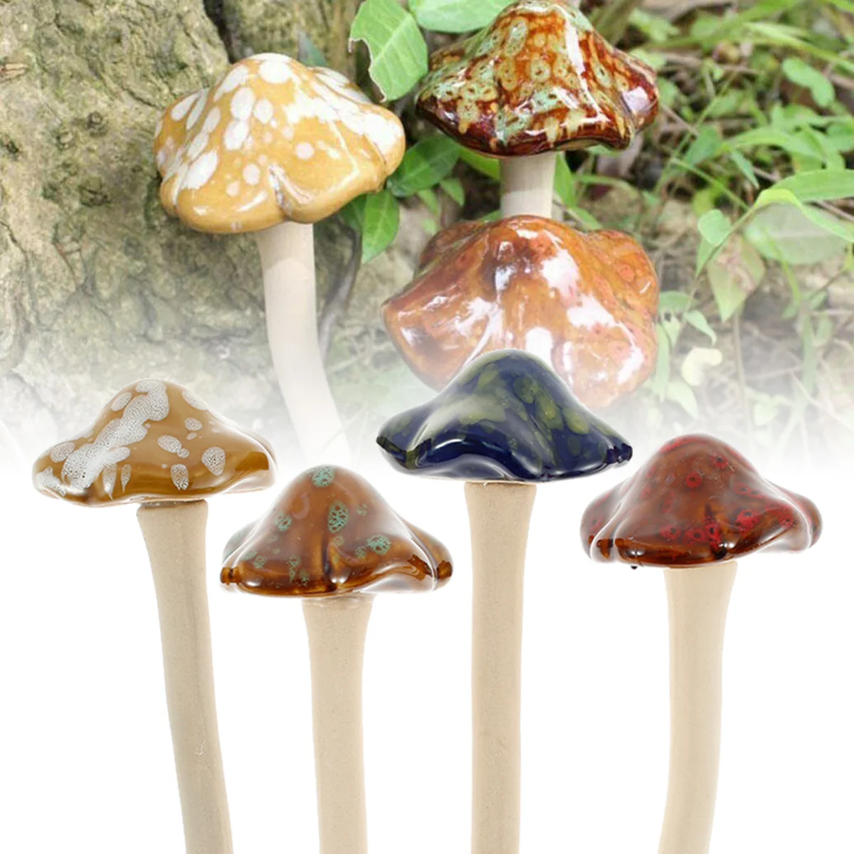 Ceramic Fairy Garden Mushroom Ornaments Decorations