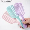 1PCS V-Shape Detangling Hair Brush with Hollow Nylon Bristles Wide Teeth Portable Soft Anti-Static Styling Tool for Curly Hair