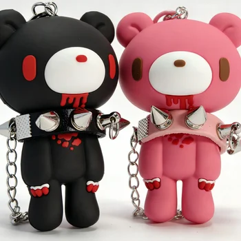 Cute Bear Spiked Keychain, PVC Cartoon Pendant for Handbags/Backpacks, Y2K Gothic Punk Key Accessory