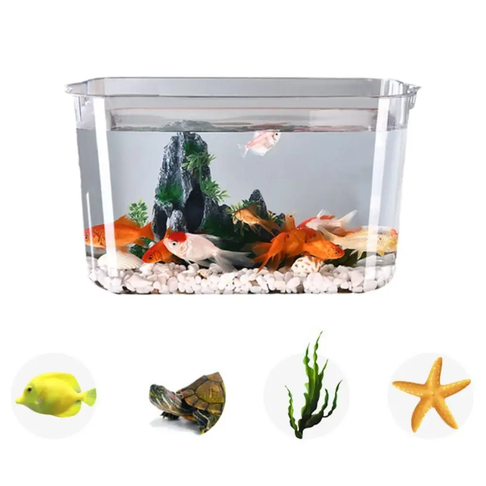 Transparent Explosion-proof Plastic Fish Tank Water Plant Tank PET Tabletop Fish Small Ecological Water