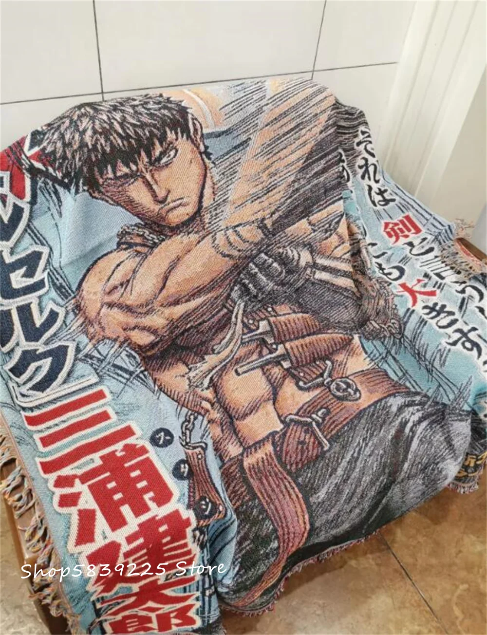 Anime Cotton Handmade Woven Blanket Rug Throw Tapestry Home Decro 130x160cm Tapestry Decor Anime Wall Decor