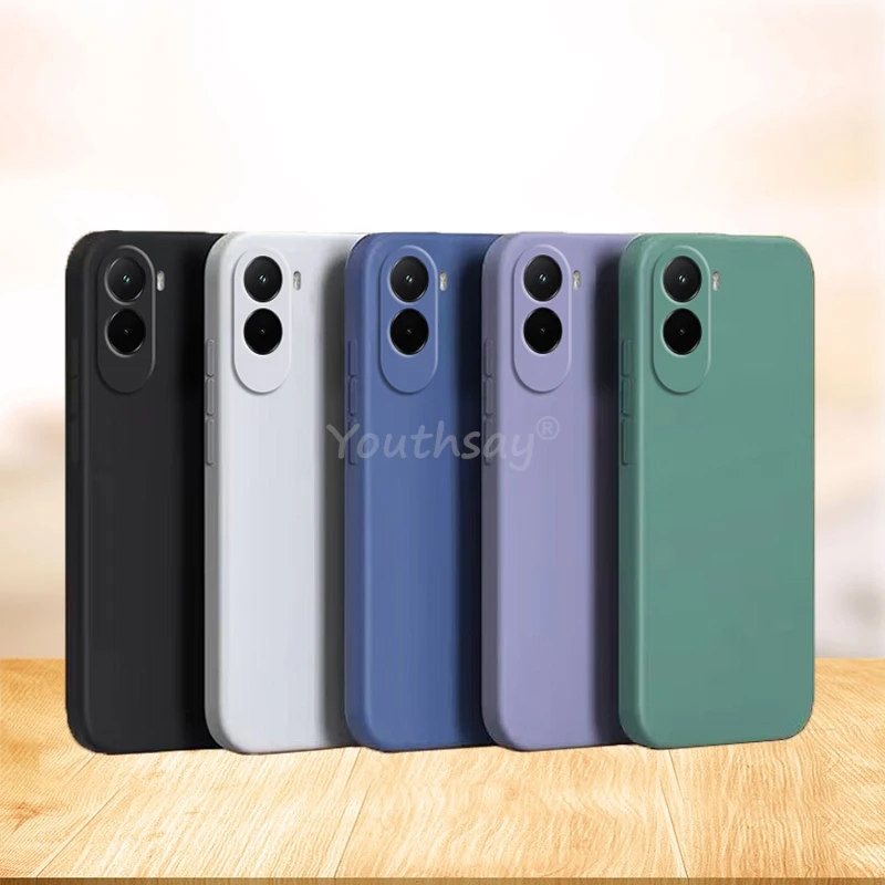 Liquid Silicone Soft TPU Anti-Drop Phone Protector Case - Plain Cover