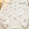 1 pc Quilted Mattress Cover Letter Embroidery Bed Cover Mattress Protector 2024 Class A Soybean Fiber Quilted Fitted Bed Sheet 4